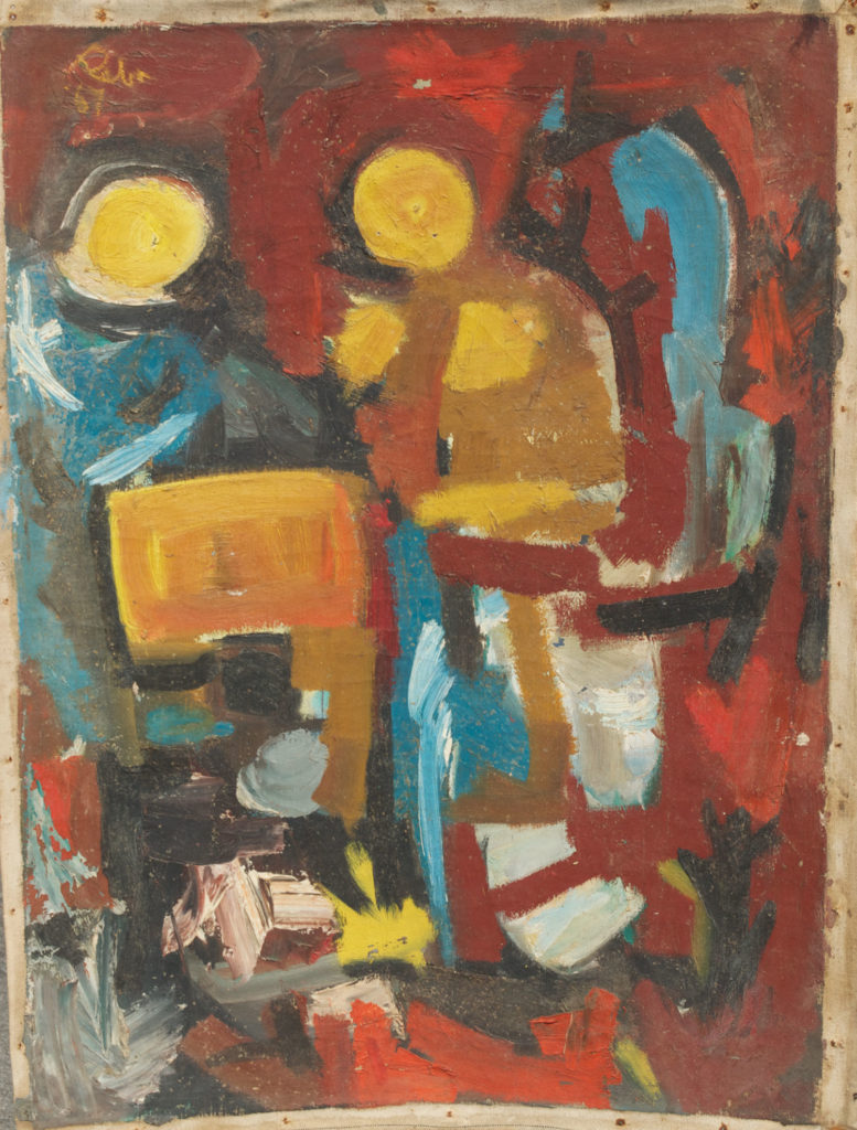 <em><strong>Couple</strong></em>. Oil on canvas, 23.5 x 32 inches