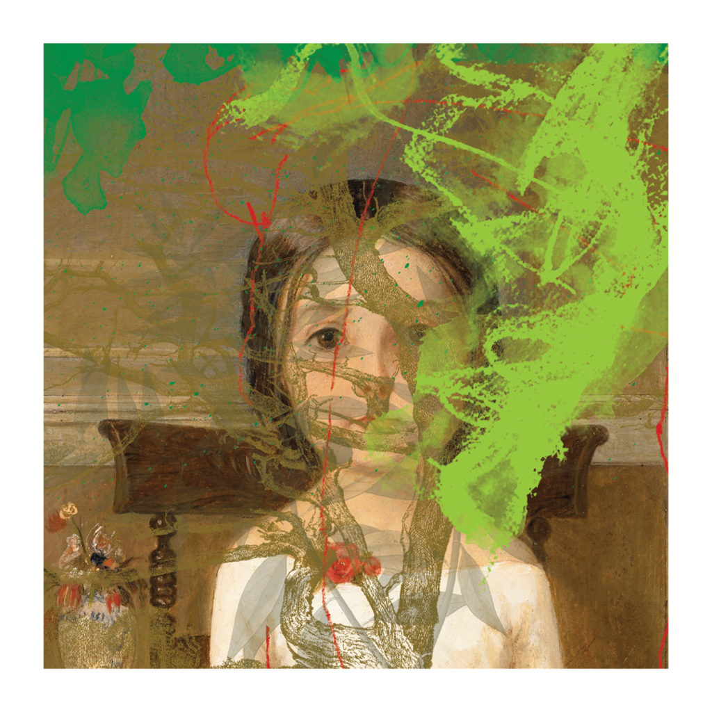 <em><strong>Girl in Green Study</strong></em>. Digital collage on archival paper, 35 x 35 inches, 2017
Edition of 7
