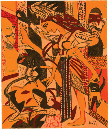 <em><strong>Untitled</strong></em>. Gouache on handmade paper, 15.5" x 18", 2008