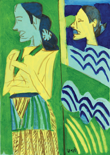 <em><strong>Untitled</strong></em>. Reverse painting on mylar sheet, 8.5" x 11.5", 2008