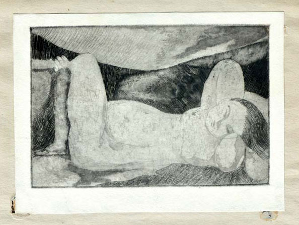 <em><strong>Untitled</strong></em>. Etching, 6 x 5 inches, 1956