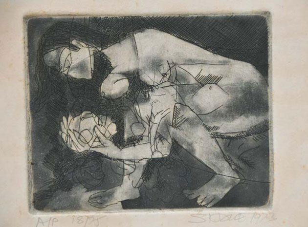 <em><strong>Untitled</strong></em>. Etching and acquatint, 12.3 x 10.2 cm, 1973