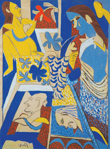 <em><strong>The Vase of Flowers</strong></em>. Gouache on handmade paper, 22.5" x 30", 2008