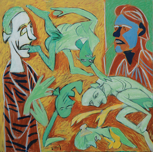 <em><strong>Anatomy Lesson 1</strong></em>. Acrylic on canvas, 30" x 30", 2008
