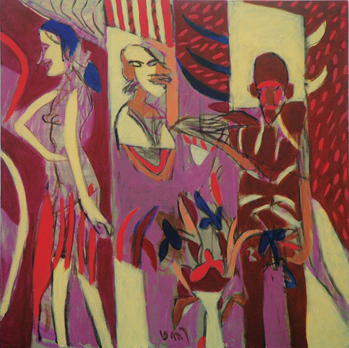 <em><strong>Meeting</strong></em>. Acrylic on canvas, 30" x 30", 2008
