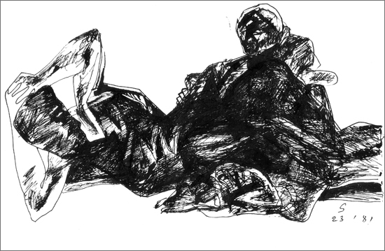 <em><strong>Untitled</strong></em>. Pen and ink on paper, 9.5 x 7 inches, 1981