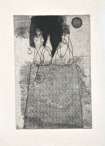 <em><strong>Untitled</strong></em>. Soft ground etching and aquatint, 7.2 x 10.9, early 1960s