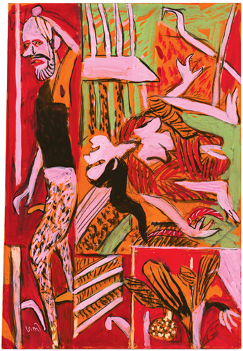 <em><strong>Untitled</strong></em>. Gouache on handmade paper, 15.5" x 22", 2008