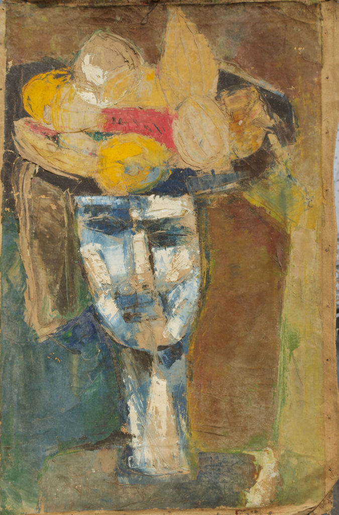 <em><strong>Fruit Seller</strong></em>. Watercolour and pastel on paper, 20.5 x 32.5 inches, 1960