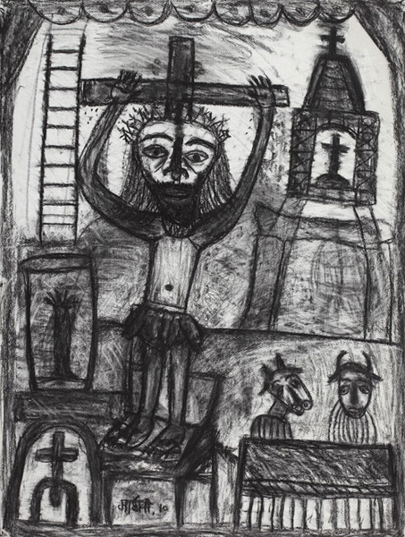 <em><strong>Drawing 2</strong></em>. Charcoal on paper, 22" x 30", 2010 