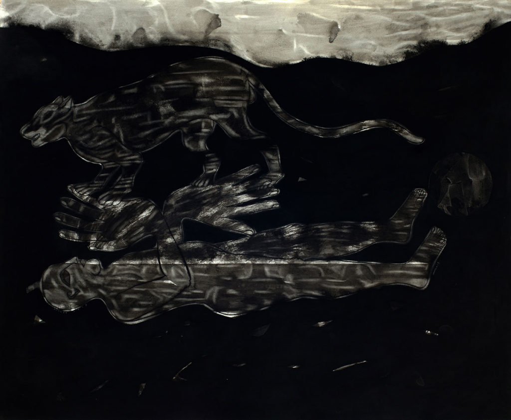 <em><strong>Dark Age Series 3</strong></em>. Gouache and Japanese ink on Fabriano paper, 60 x 72 inches, 2013