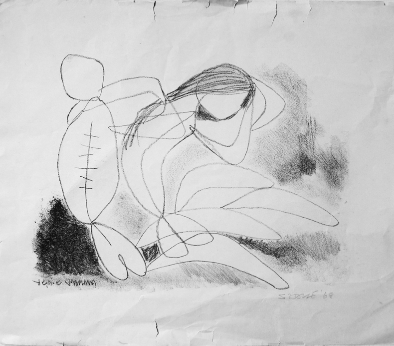<em><strong>Untitled</strong></em>. Charcoal on paper, 13 x 17 inches, 1968