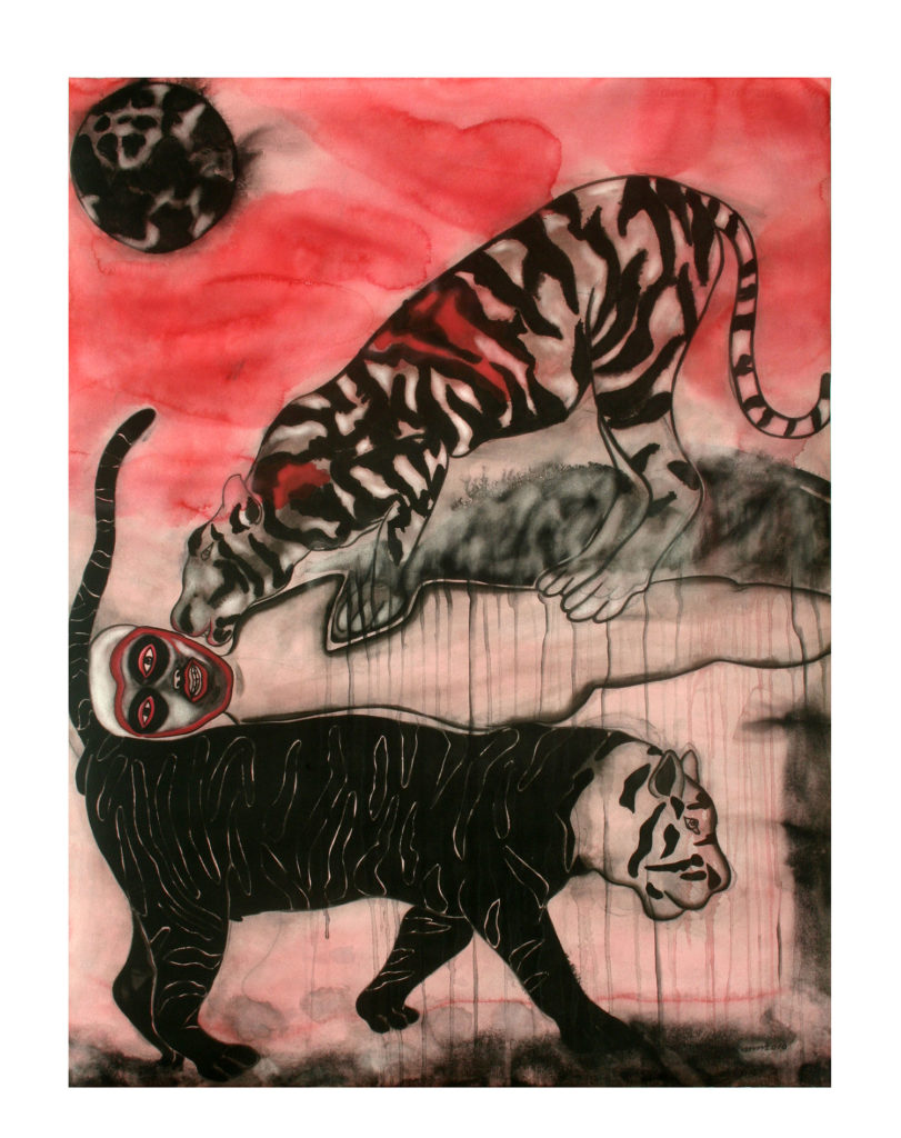 <em><strong>Ordeal 3</strong></em>. Gouache and ink on Fabriano paper, 36 x 56 inches, 2010