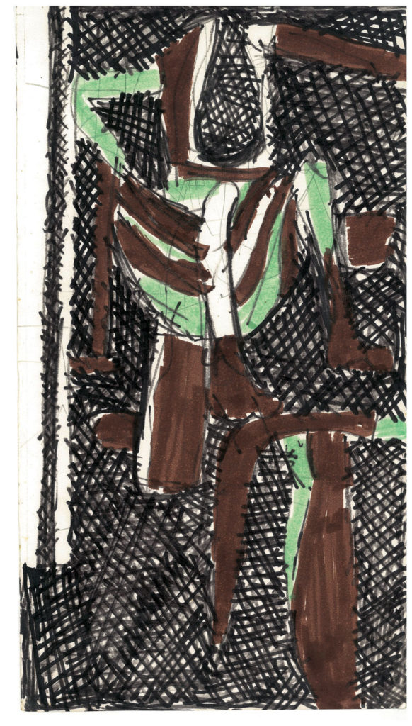 <em> Untitled (15) </em>. Sketch pen/ marker on paper, 5.5” x 9.5”, 1968