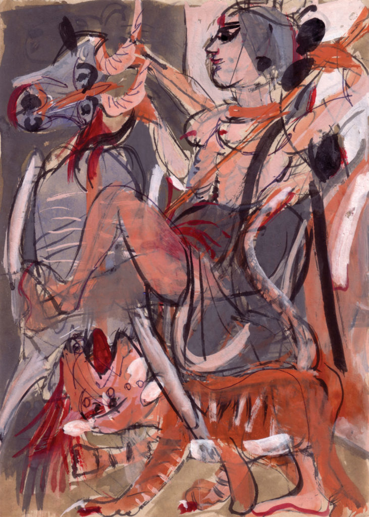 <em>Untitled</em>. Ballpoint pen, ink and watercolour on paper, 5.25 x 7.5 inches, 1991