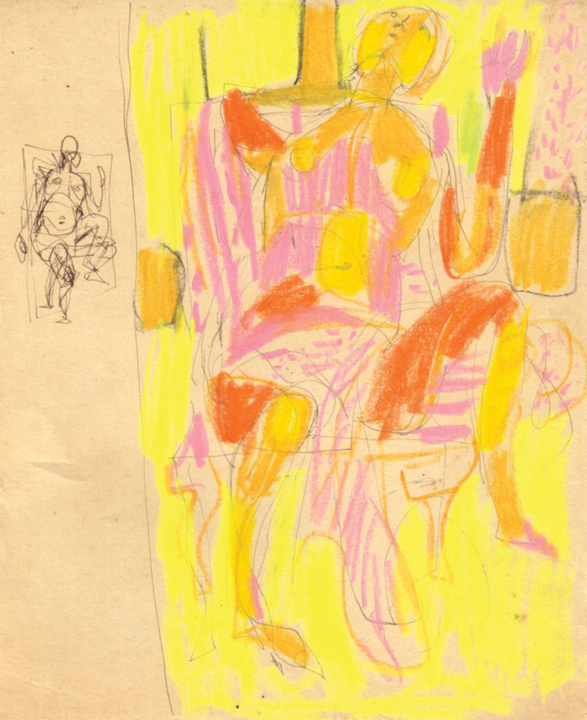 <em>Untitled</em>. Pen and crayon on paper, 6.5 x 8.5 inches, c1964