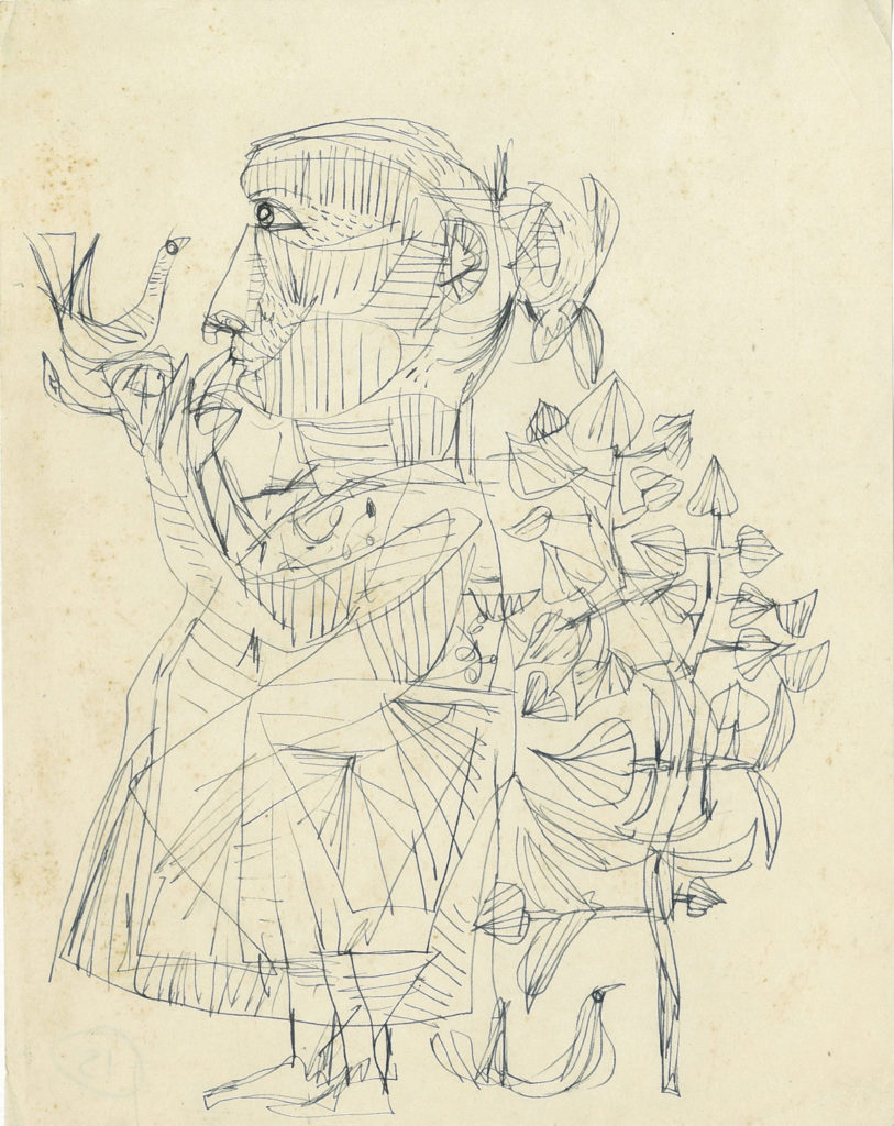 <em>Untitled</em>. Ballpoint pen on paper
6.75 x 8.75 inches, 1958