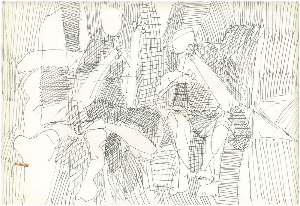 <em>NY8</em>. Sketch pen/ marker on paper, 18” x 12”,1964-65