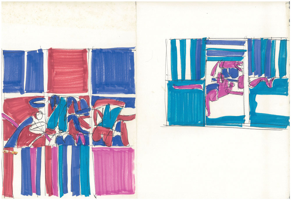 <em>NY 16</em>. Sketch pen/ marker on paper, 18” x 12”, 1966-'68
