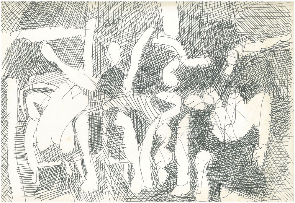 <em>NY 18</em>. Sketch pen/ marker on paper, 18” x 12”, 1964-'65