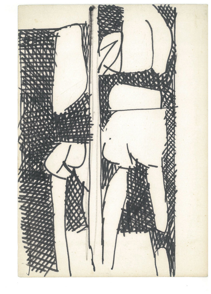 <em>NY 23</em>. Sketch pen/ marker on paper, 5" x 6.75", 1967-'68