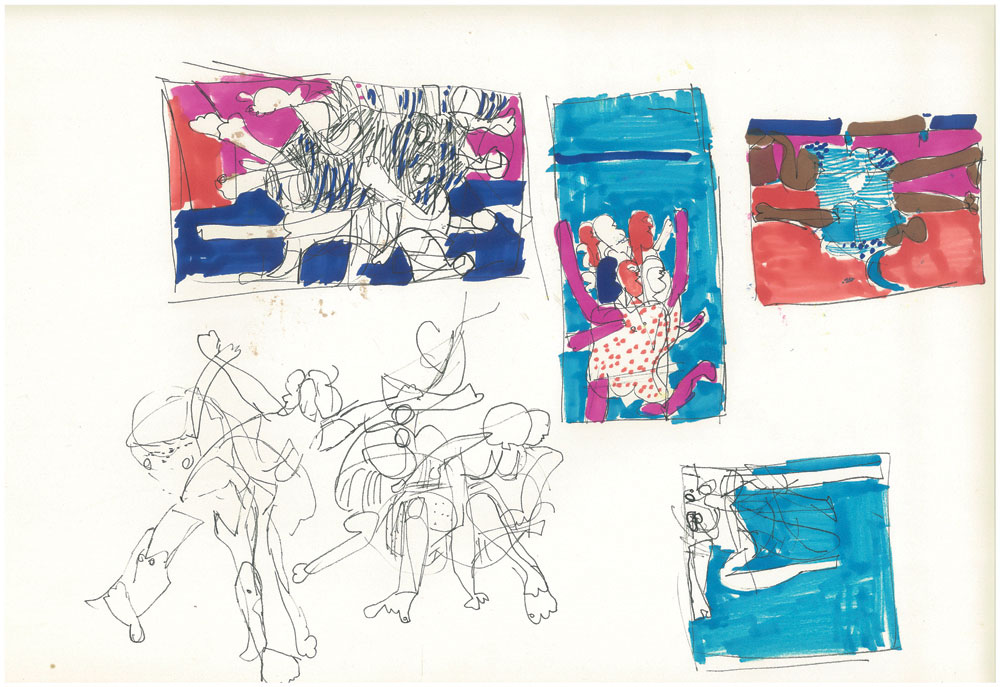 <em>NY 28</em>. Sketch pen/ marker on paper, 18” x 12”, 1964-'66