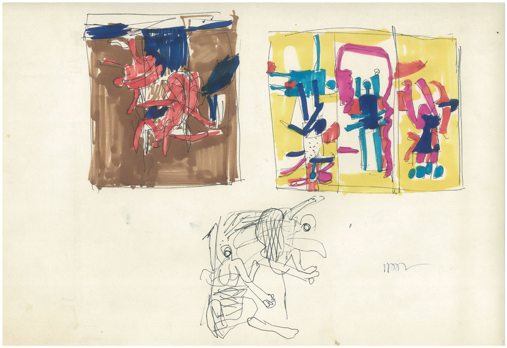 <em>NY 31</em>. Sketch pen/ marker on paper, 18” x 12”, 1964-'66