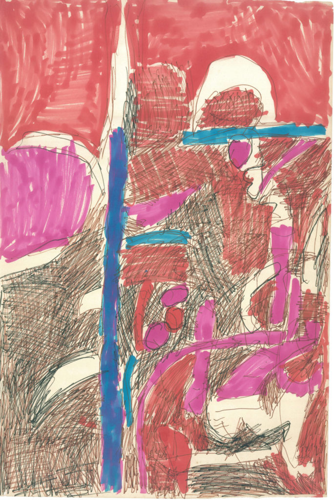 <em>NY 32</em>. Sketch pen/ marker on paper, 12” x 18”, 1964-'66