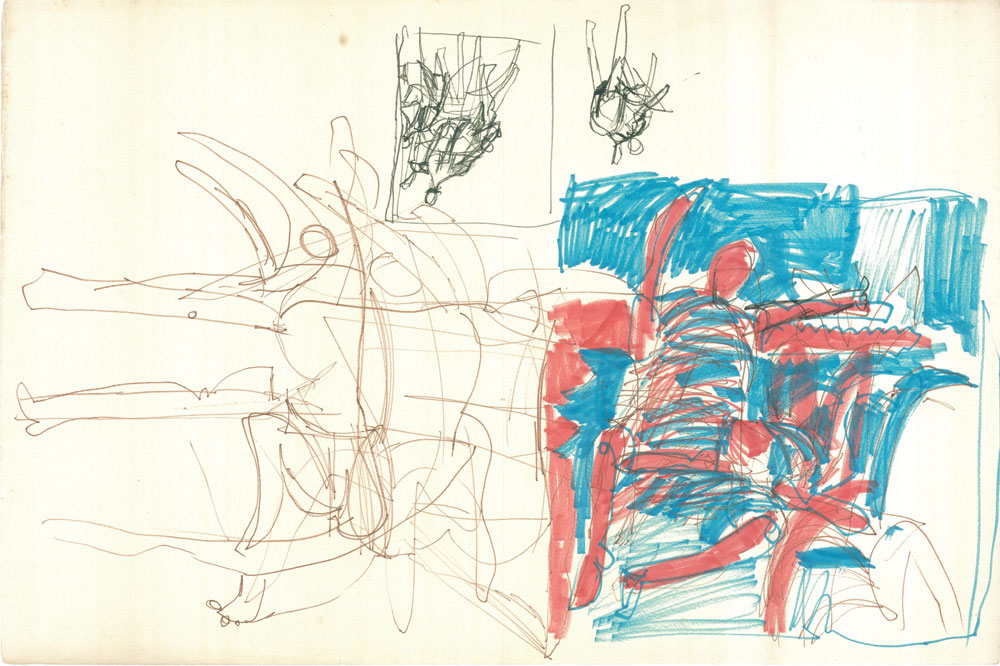 <em>NY 34</em>. Sketch pen/ marker on paper, 18” x 12”, 1964-'66
