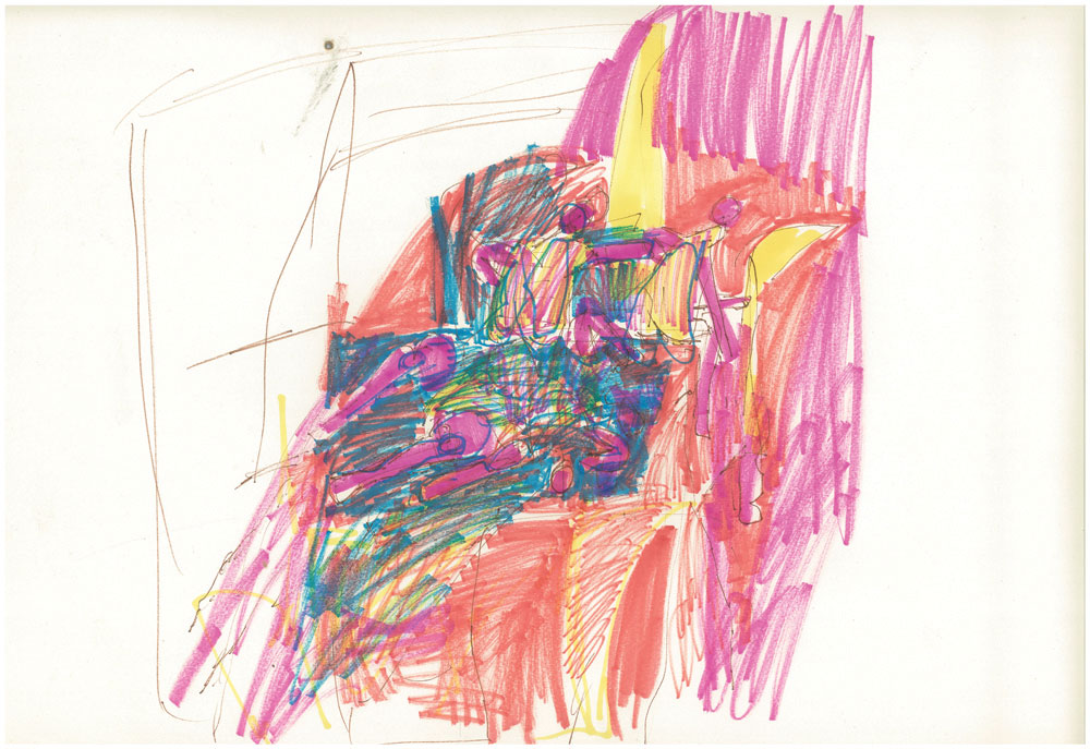 <em>NY 38</em>. Sketch pen/ marker on paper, 18” x 12”, 1965-'66