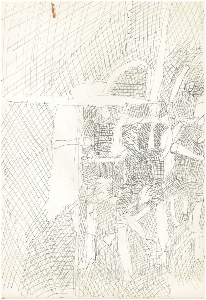 <em>NY 46</em>. Sketch pen/ marker on paper, 12” x 18”, 1966-'67