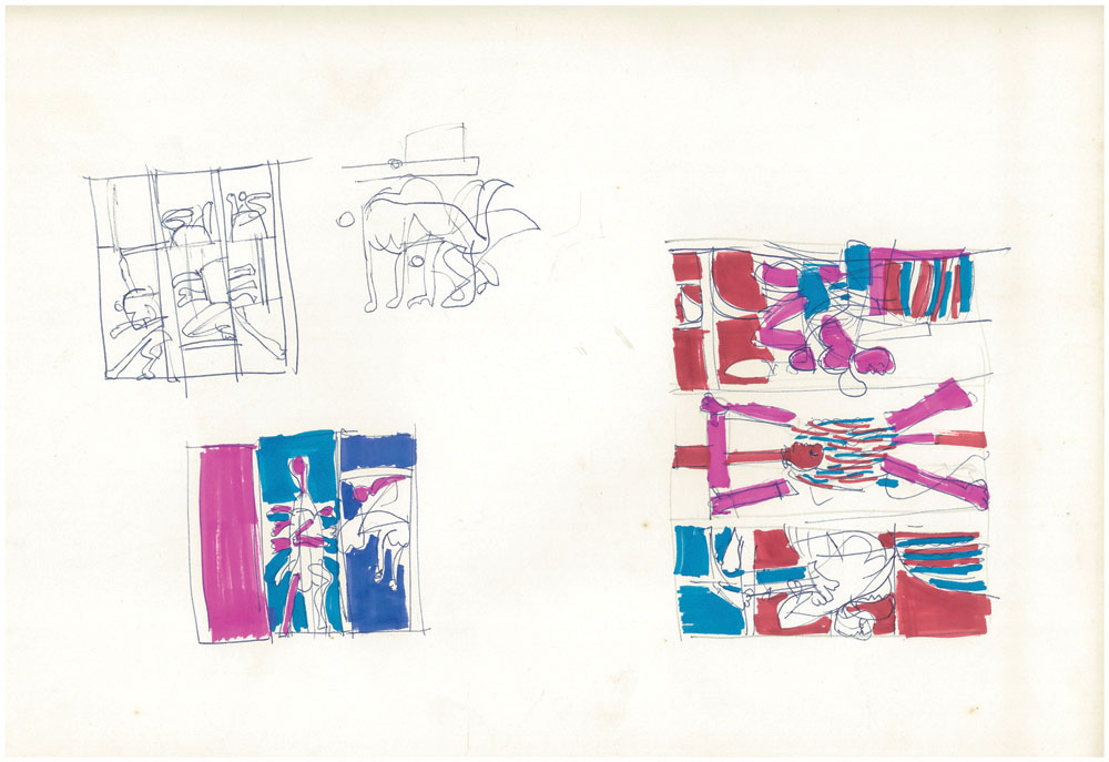 <em>NY 47</em>. Sketch pen/ marker on paper, 18” x 12”, 1966-'67