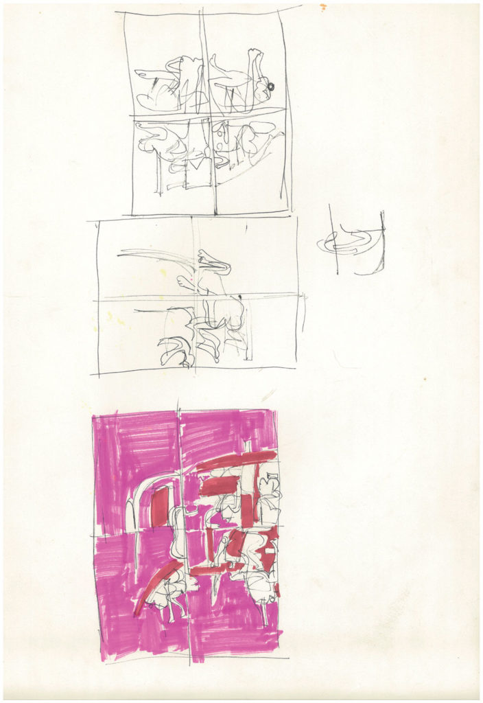 <em>NY 48</em>. Sketch pen/ marker on paper, 12” x 18”, 1966-'67