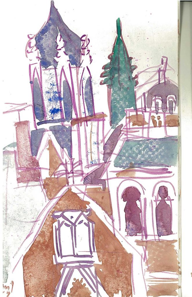 <em>Oxford 93</em>. Watercolour on paper, 5.25 x 8.25 inches, 1987