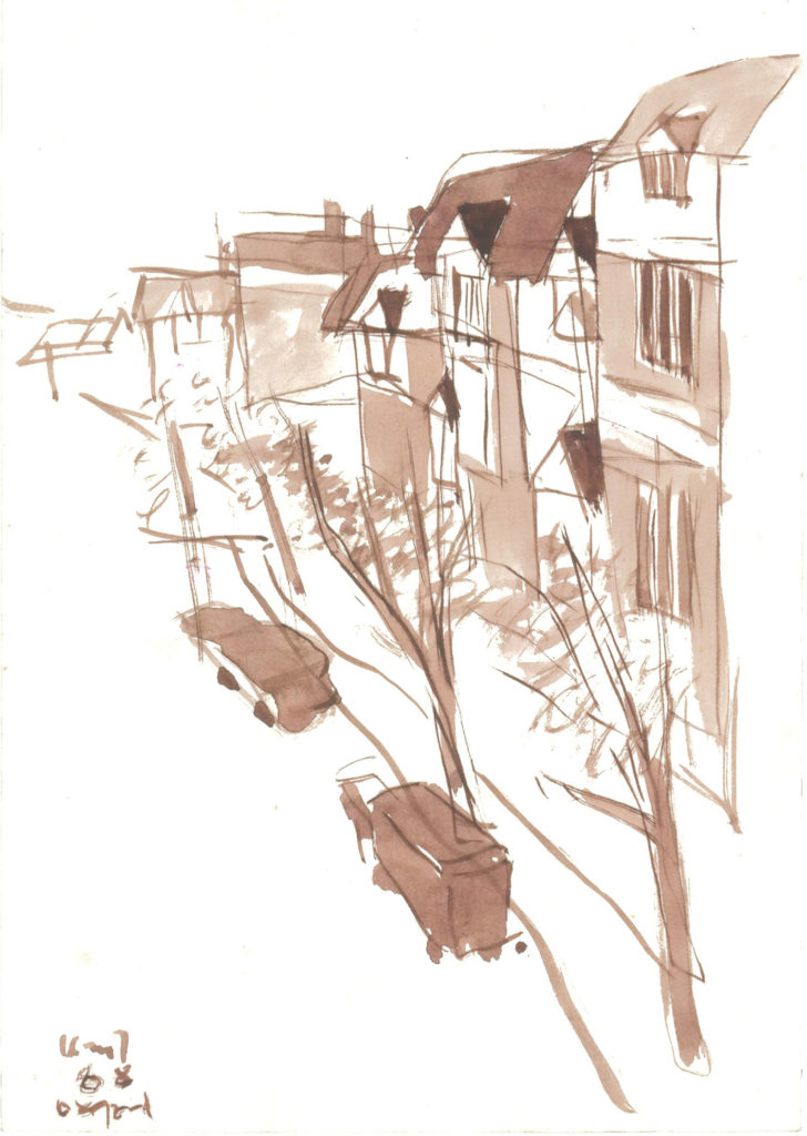 <em>Oxford 2</em>. Watercolour on paper, 5.75 x 8.25 inches, 1988