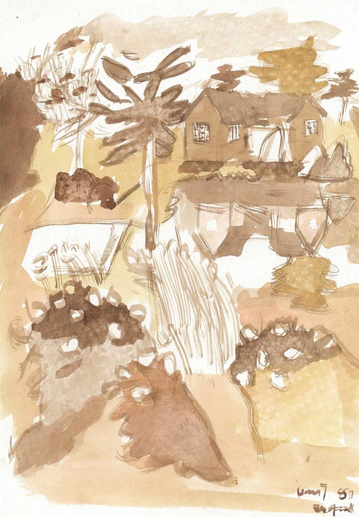 <em>Oxford 23</em>. Watercolour on paper, 5.75 x 8.25 inches, 1988