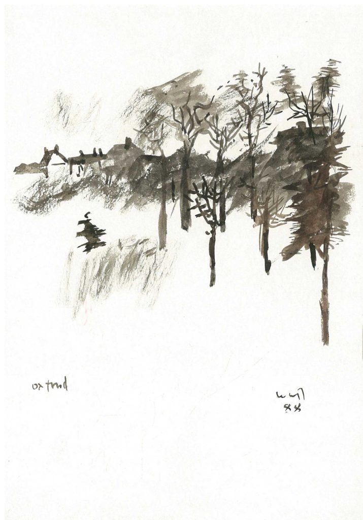 <em>Oxford 35</em>. Watercolour on paper, 5.75 x 8.25 inches, 1988