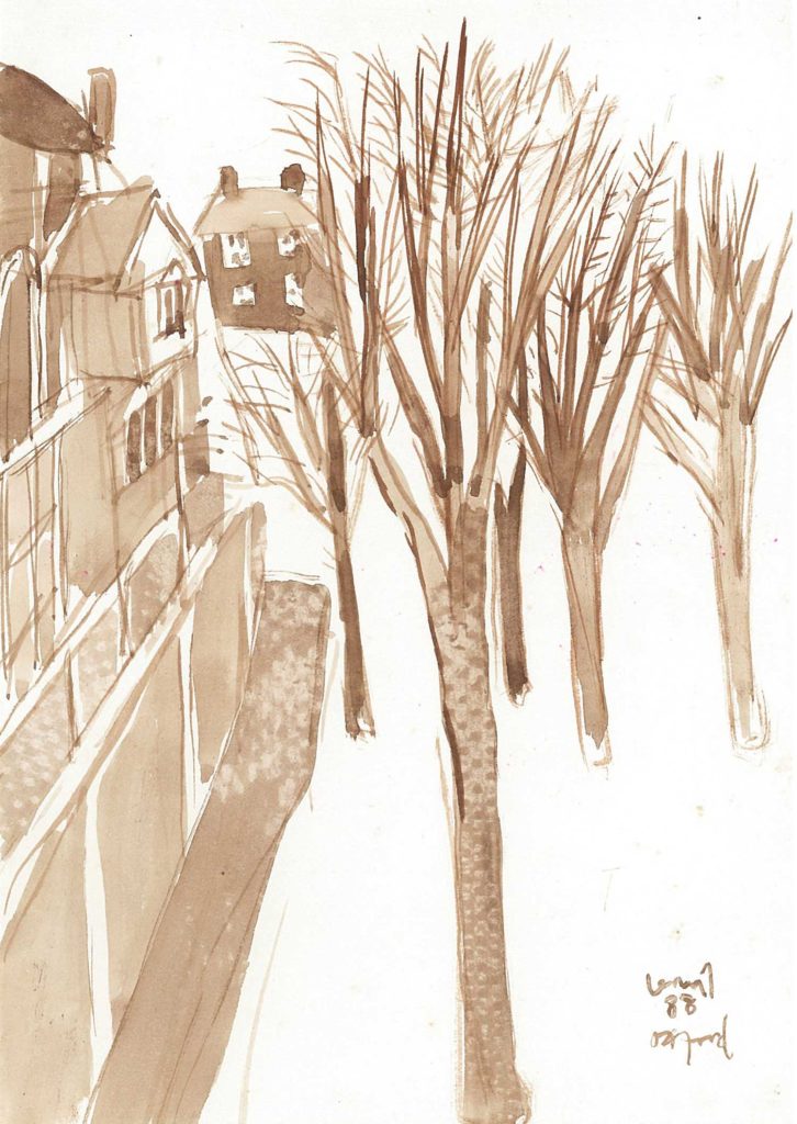 <em>Oxford 42</em>. Watercolour on paper, 5.75 x 8.25 inches, 1988
