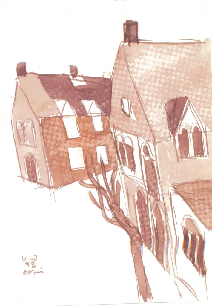 <em>Oxford 6</em>. Watercolour on paper, 5.75 x 8.25 inches, 1988