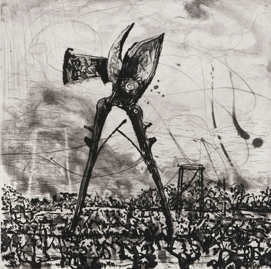 <em>Untitled(secateurs) (from West Coast landscapes) </em>. Sugarlift aquatint, spitbite aquatint, etching and drypoint on paper, 11.7 x 11/7 inches. Ed. 17 of 30