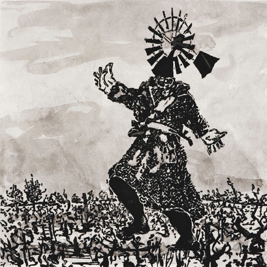 <em>Untitled(Scarecrow), West coast landscapes</em>
Sugarlift aquatint, spitbite aquatint, etching and drypoint on paper, 11.7 x 11.7 inches
Edition 17 of 30
