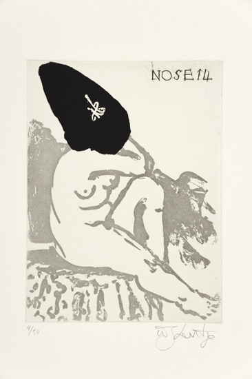 <em>Nose 14</em>
Suite of 30 etchings
Sugarlift, aquatint, hardground, drypoint, engraving, 7.7 x 5.8 inches, Ed.12 of 50