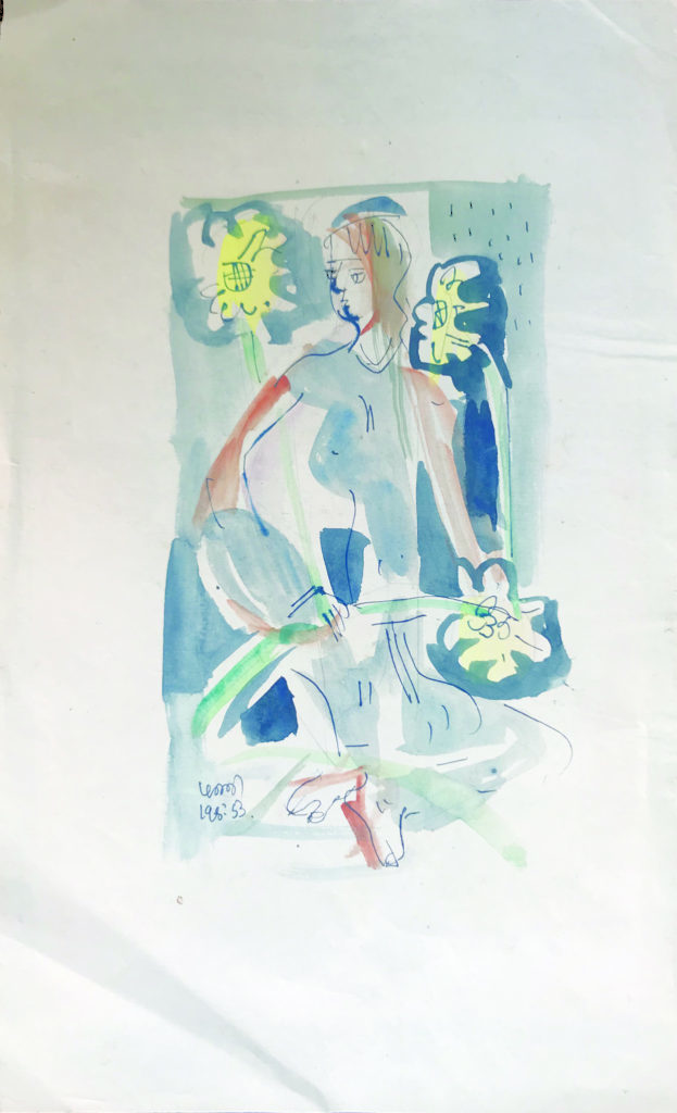 <em>Untitled</em>. Pen and watercolour on paper, 8.25 x 13.50 inches, 1953
