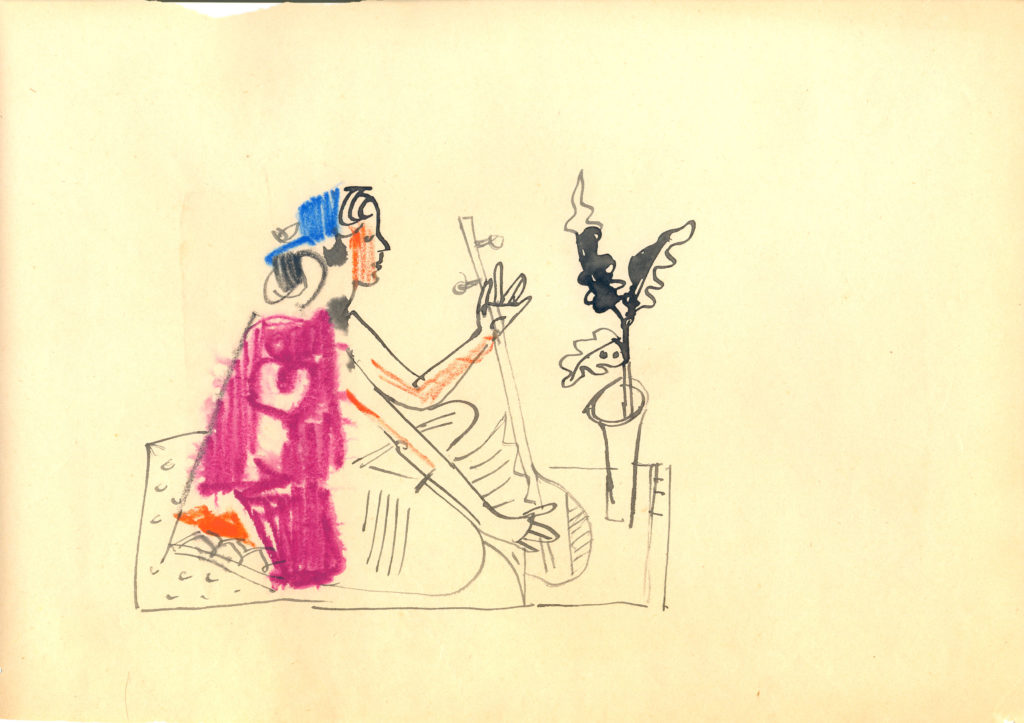 <em>Untitled</em>. Watercolour and crayon on paper, 13.50 x 8.50 inches, c. 1952