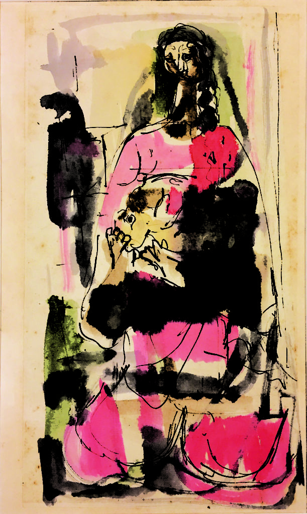 <em>Untitled</em>. Pen and watercolour on paper, 7.50 x 12.75 inches c. 1951