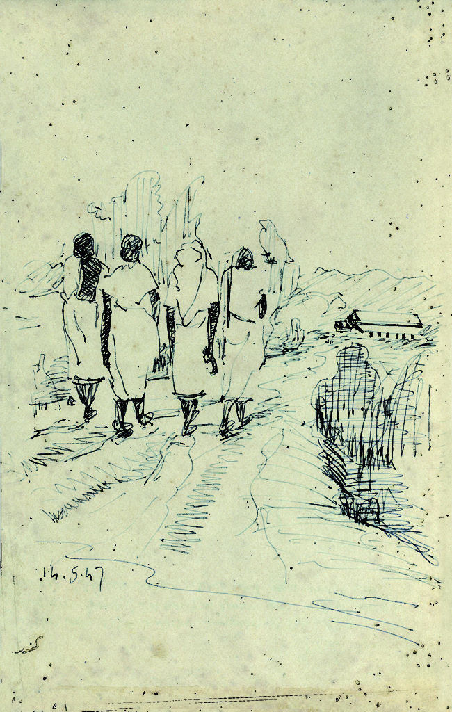 Tea Garden Journal, pen and pencil on paper, 8 x 12.75 inches, 1947
