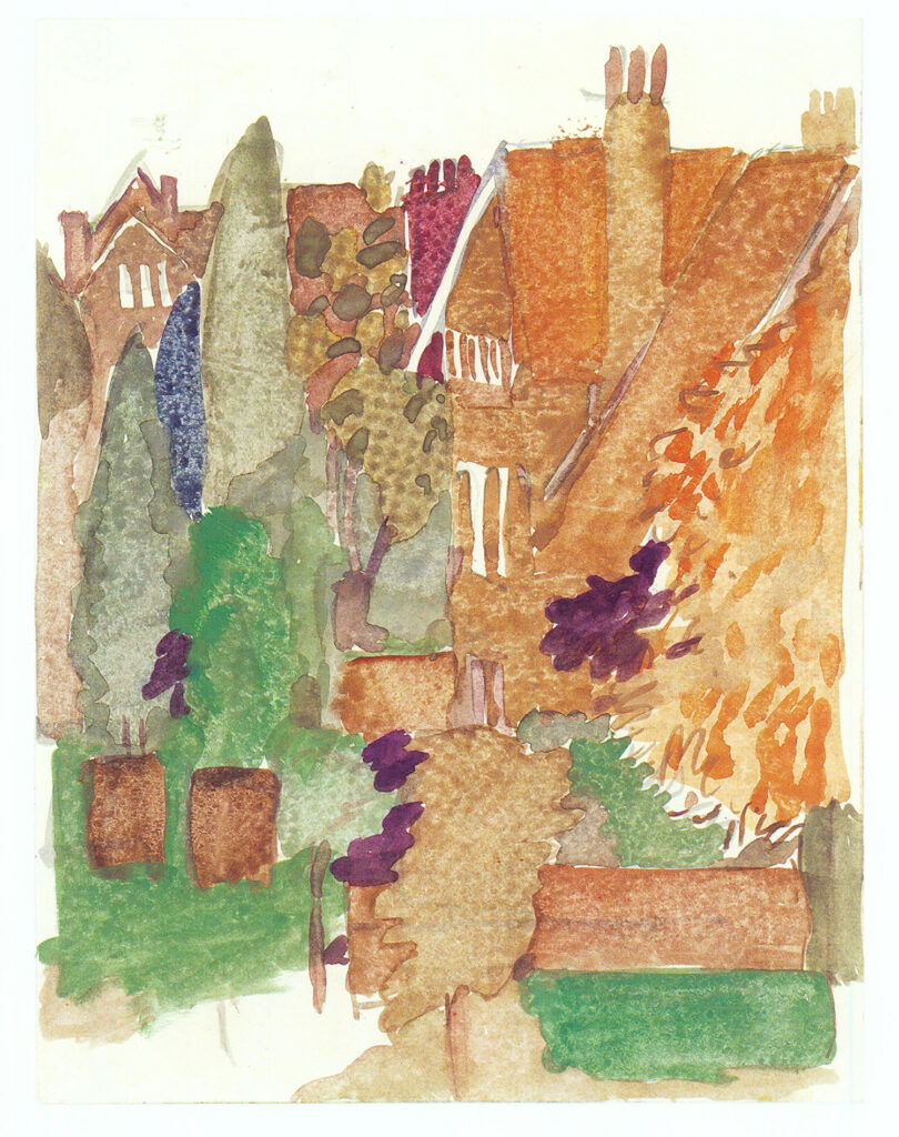 <em>Untitled</em>. Watercolour on paper, 6.75 x 8.75 inches. Oxford, 1987. 