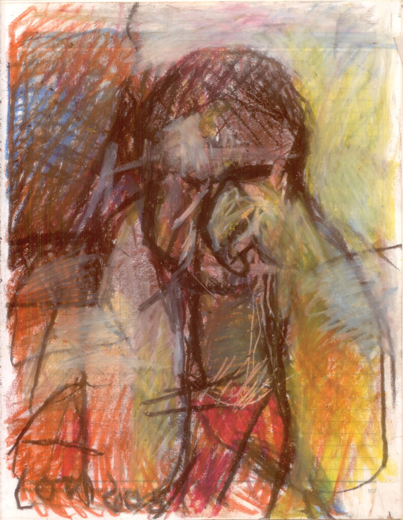 <em>Broken Foot Journal 103</em>, Pastel and ink on diary pages, 8 1/8 in x 10 3/8 in, 2003.