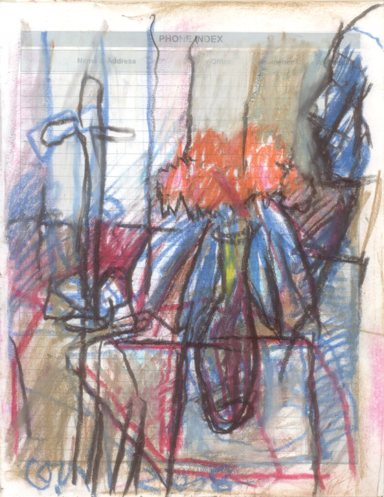 <em>Broken Foot Journal 107</em>, Pastel and ink on diary pages, 8 1/8 in x 10 3/8 in, 2003.