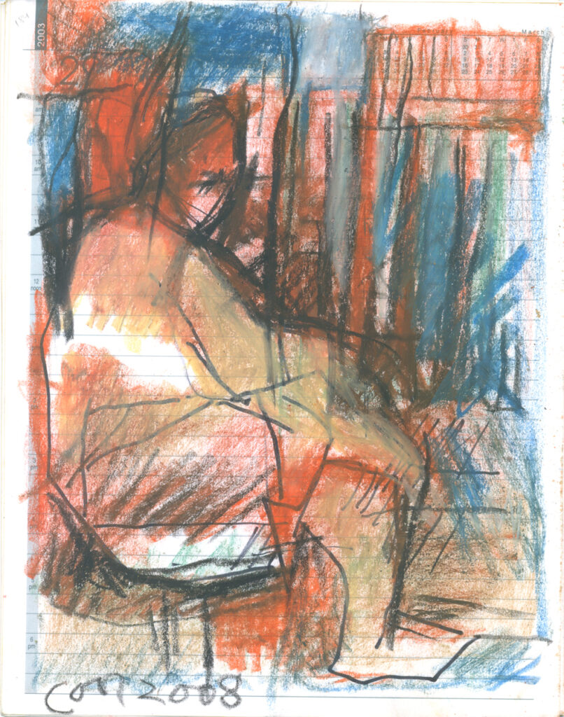 <em>Broken Foot Journal 184</em>, Pastel and ink on diary pages, 8 1/8 in x 10 3/8 in, 2003.